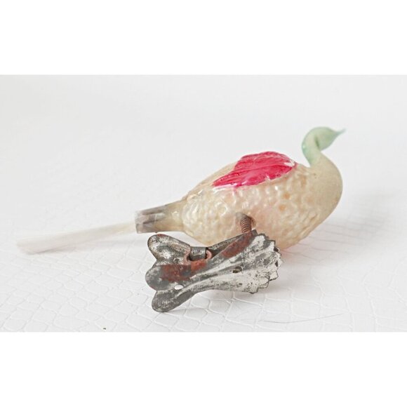 Antique Mercury Glass Bird Clip On Long Neck Bird Ornament  Christmas Ornament - Picture 3 of 5
